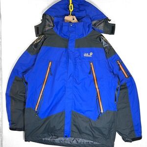 Jack Wolfskin Men XXL Jacket Ski Rain Water Resistant Winter Blue Colorblock GUC